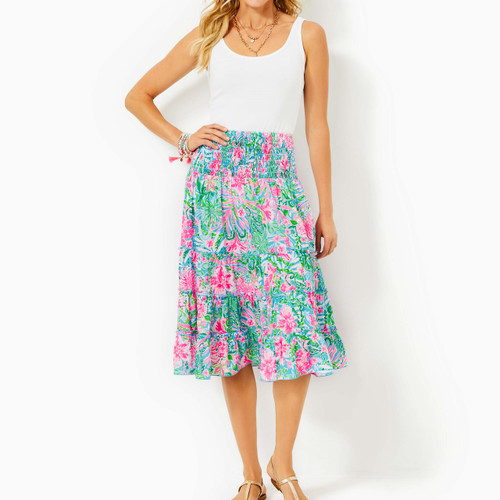 Deavan Midi Skirt Amalfi Blue Leaf It Wild