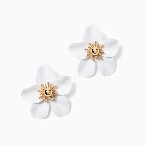 Oversized Orchid Earrings Resort White  1 Sz