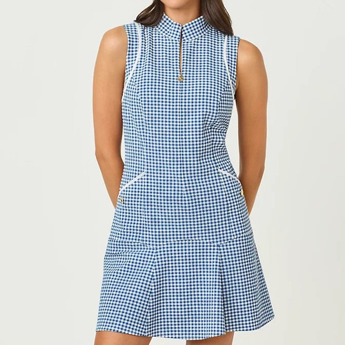 Kathy Flounce Dress Upf 50+ Starlight Navy Mini Performance Gingham