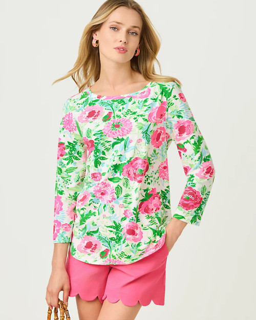Key West 3/4 Sleeve Top Multi Poppy Party