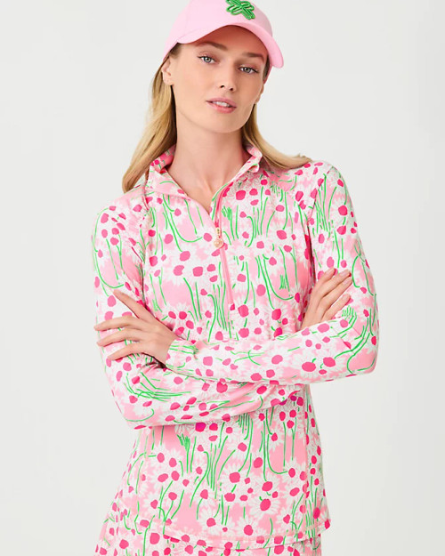 Justine Half Zip Upf 50+ Conch Shell Pink Lil Sunny Daisies