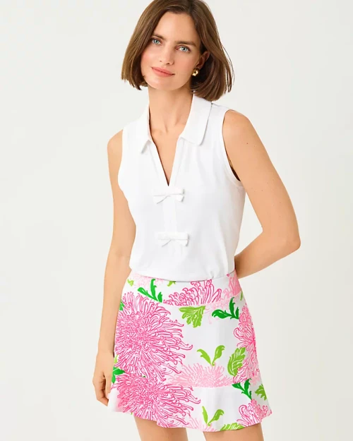 Frida Sleeveless Bow Polo Upf 50+ Resort White