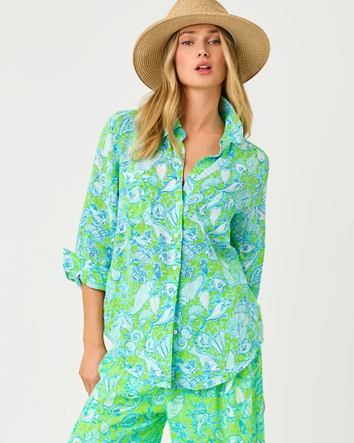 Sea View Button Down Day Dream Blue Throw Me A Line