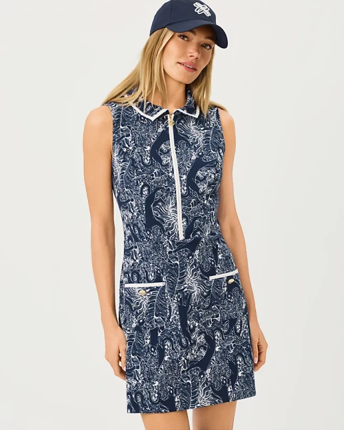 Catarina Dress Upf 50+ Low Tide Navy Lil Palm Prowl Golf