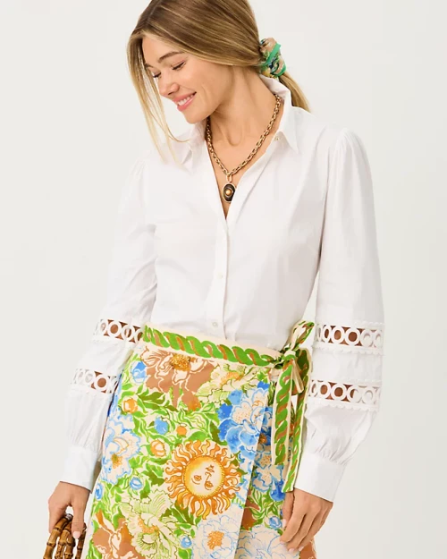The Lace Inset Lilly Shirt Resort White