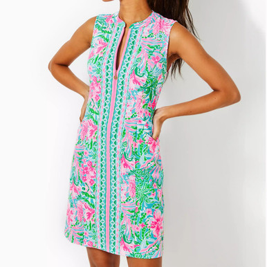Courtney Dress Upf 50+ Amalfi Blue Leaf It Wild Engineered