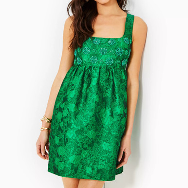 slim fit dress slacks Lilly Pulitzer Mercer Dress Women's Dress Fauna Green Party Like A : XXS