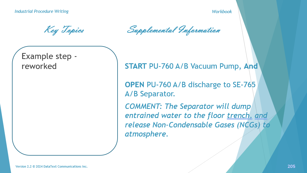 This slide shows a step in which writing issues (discussed in the previous slide) are resolved.