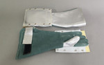 Made with High Temperature (HT) Leather on palm and inside of forearm, and Aluminized Leather (AL) on top of hand and forearm.
Long and wide cuff glove with 2" hook & loop tab at top allows adjustment for the most comfortable fit under sleeve.