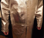 Aluminized Carbon Kevlar® and Vinex® (FR9B) coat for high heat applications has Aluminized Leather Belly patch for added protection.