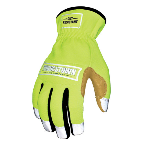 Safety Lime Hybrid Glove Lined with DuPont™ Kevlar® is a durable, cut resistant and comfortable work gloves with an easy access slip-fit cuff.  