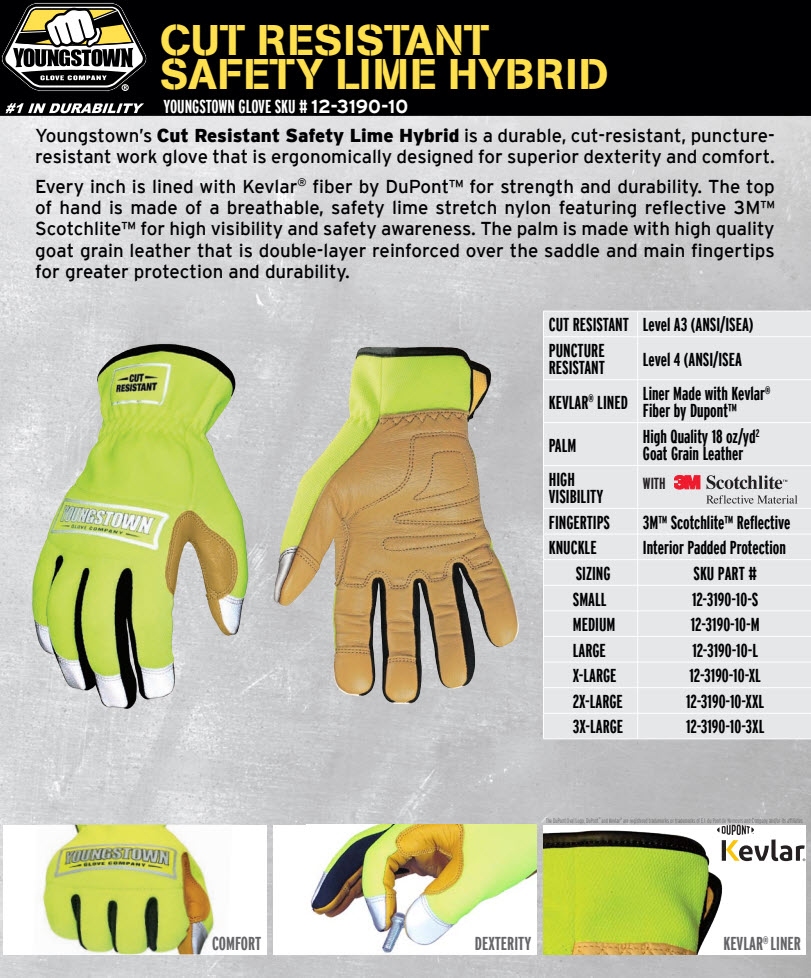 J Harlen Co. - Youngstown FR Waterproof Ultimate Lined Kevlar Glove  12-3290-60