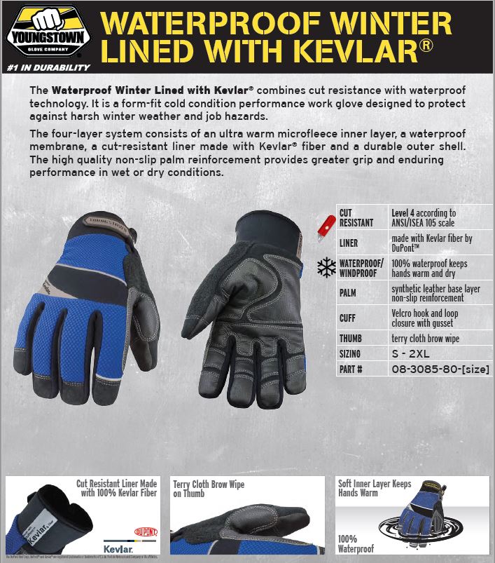 A5 Cut Resistant Cold Weather Gloves, ANSI Level 4, Waterproof Thermal, Abrasion Resistant, Latex Coated Defender Safety DEXGUARD, X-Large / 1 Pair