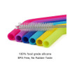 Set of 6 reusable silicon drinking straws - large, flexible, smoothie size