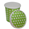 16oz Green Polka Dot PINT containers with non-vented lids
