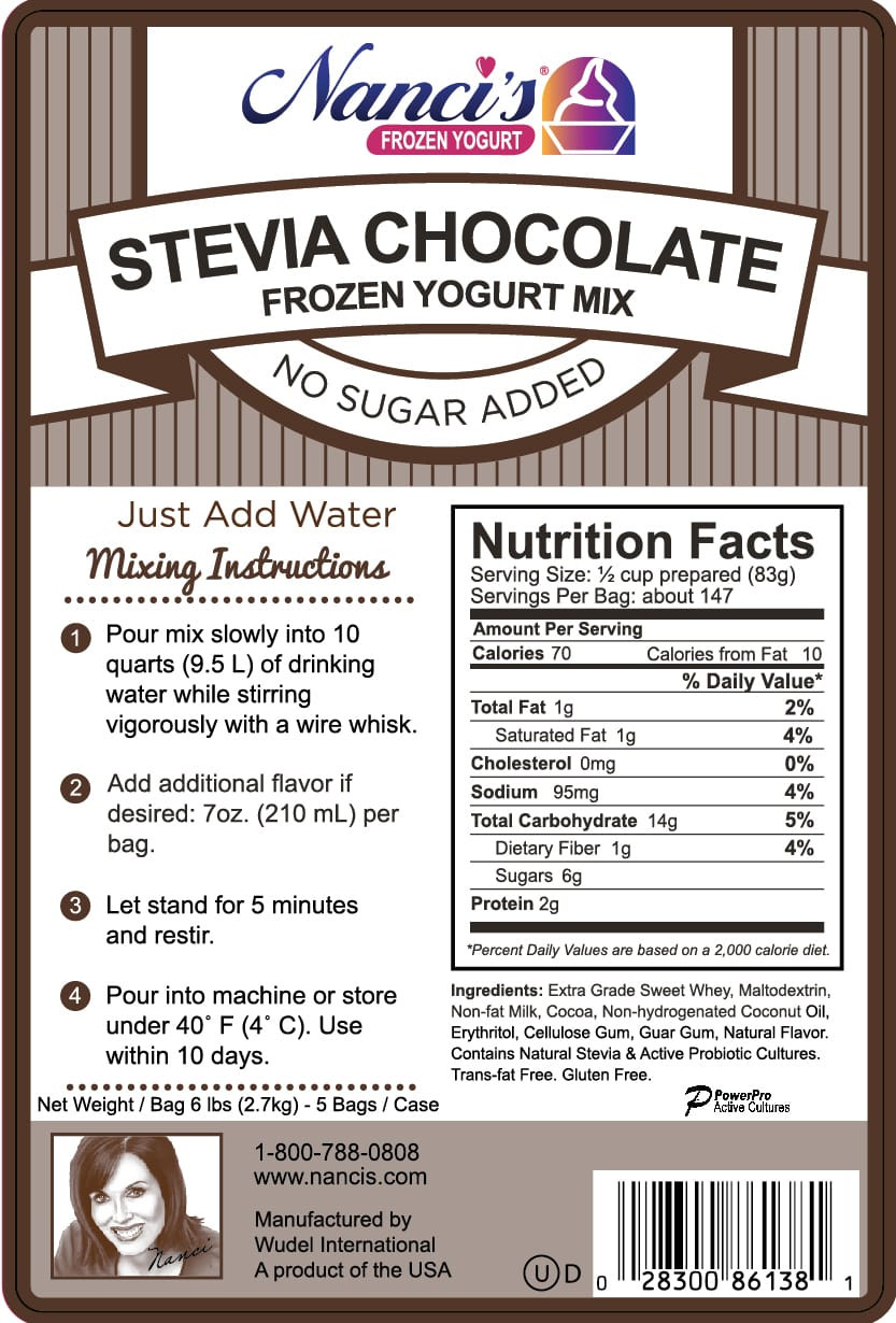 Soft Serve No Sugar Stevia Vanilla Greek yogurt, frozen fruit, vanilla, and honey. nanci s soft serve mix chocolate powder base mix stevia no sugar added