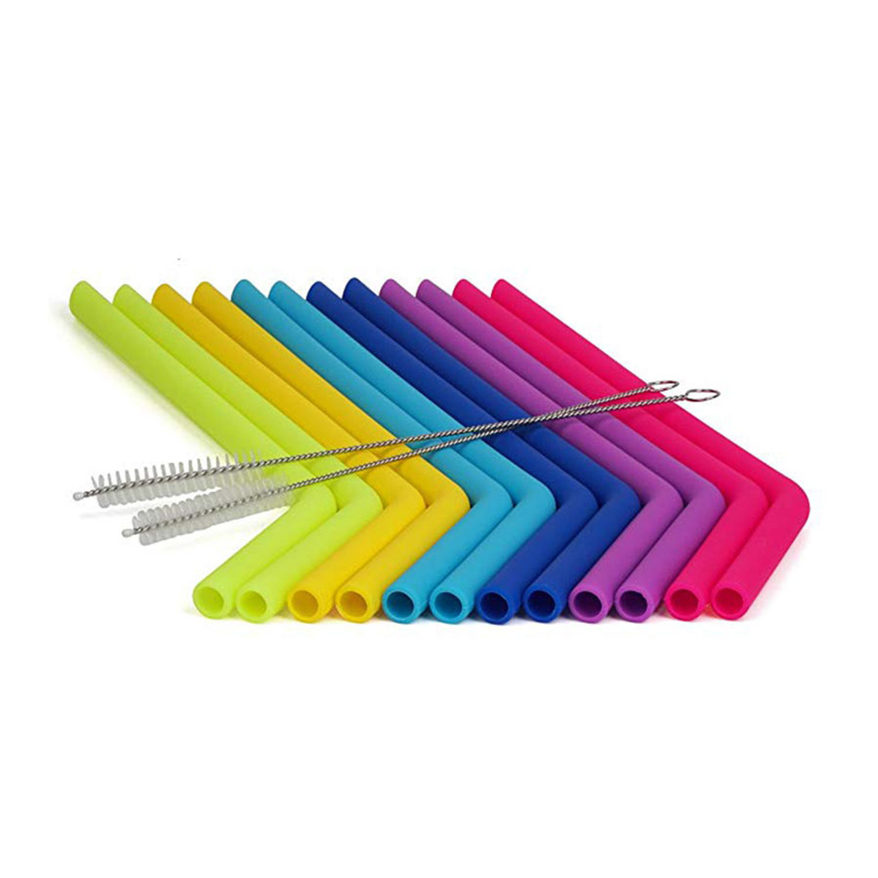 Set of 6 reusable silicon drinking straws - large, flexible, smoothie size  - Frozen Solutions