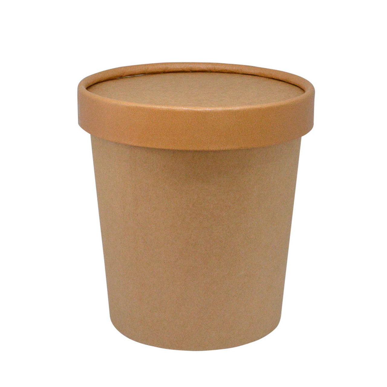 [50 Pack] 16 oz Disposable Kraft Paper Soup Containers with Vented Lids - Pint Ice Cream Containers, Frozen Yogurt Cups, Restaurant, Microwavable