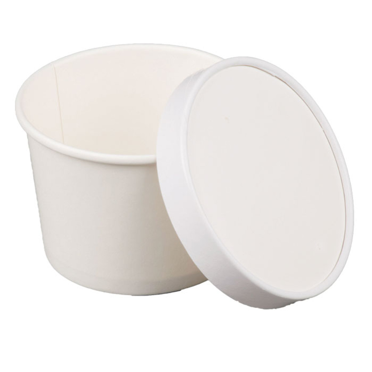 White Paper Round Food & Soup Containers With Vented Lids