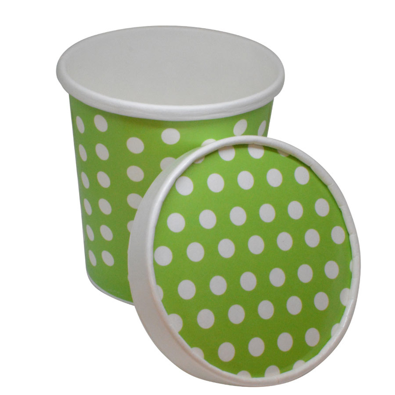 16oz Green Polka Dot PINT containers with non-vented lids - Frozen Solutions