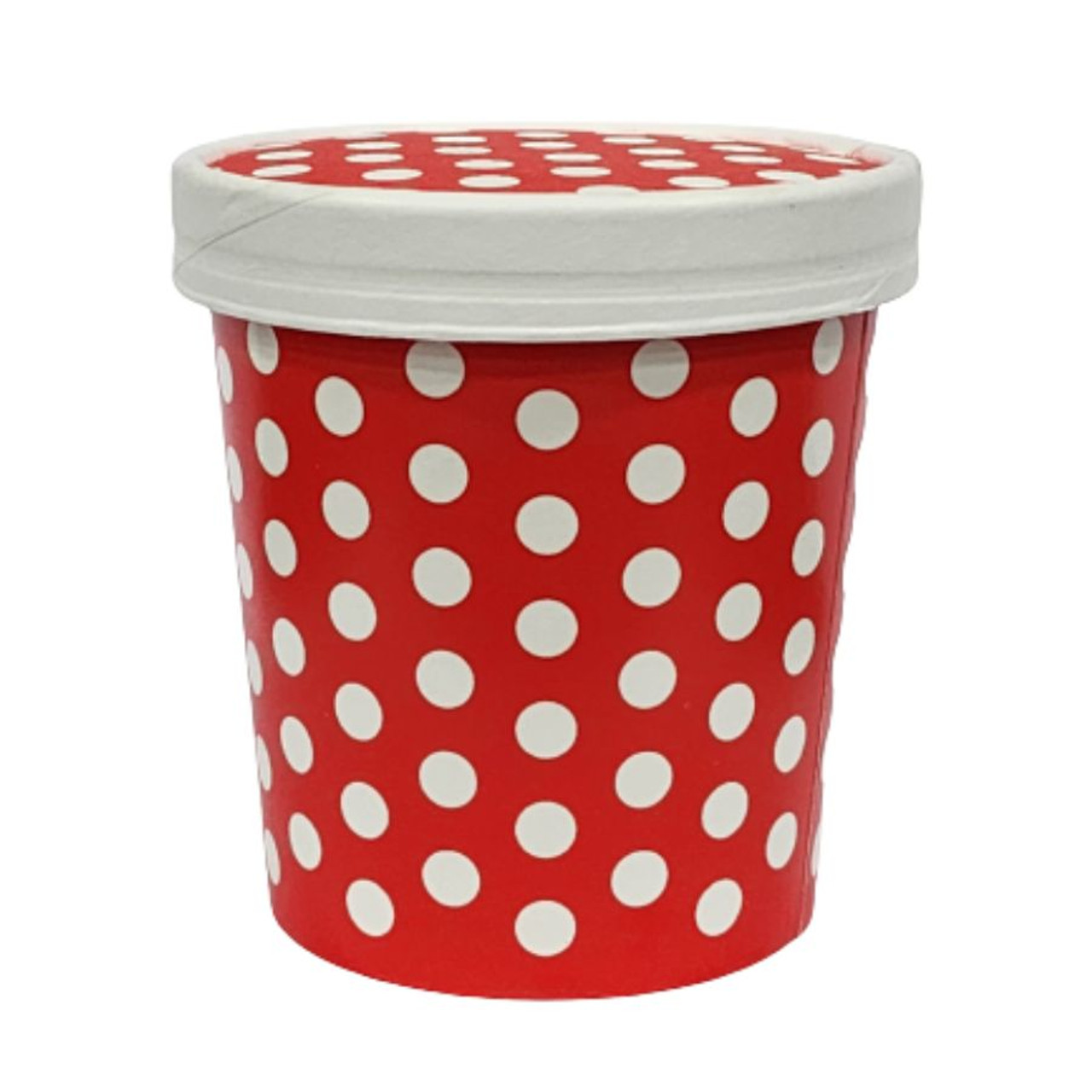 16oz RED Polka Dot PINT containers with non-vented lids - Frozen