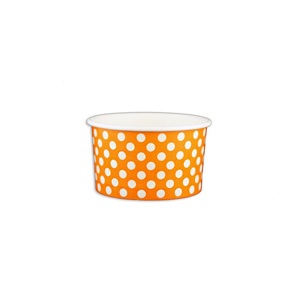 5oz Ice Cream/Froyo Cups 87mm 1000ct Orange Polka Dot