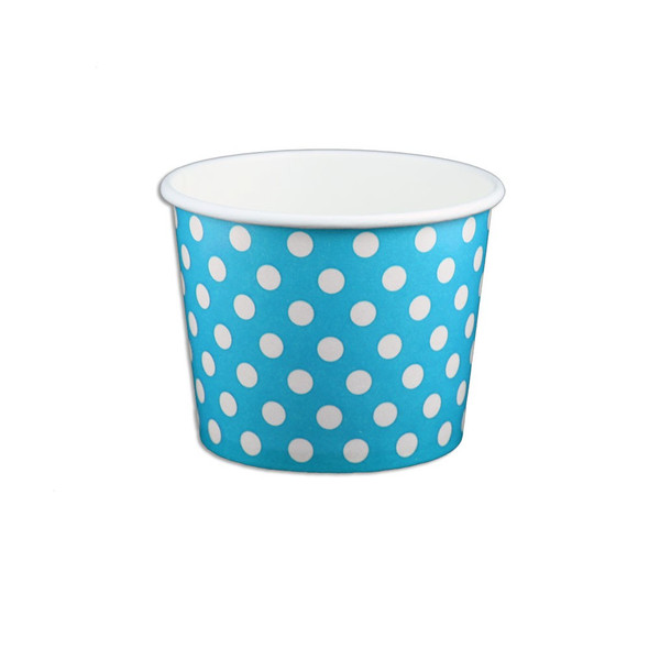 12oz Ice Cream/Froyo Cups 102mm 1000ct Blue Polka Dot