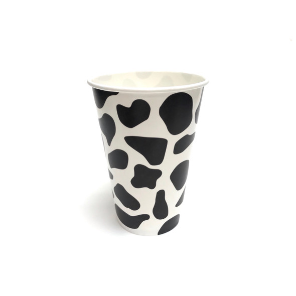 12oz Cow Print Paper Milkshake Drink Cups 90mm 1000ct