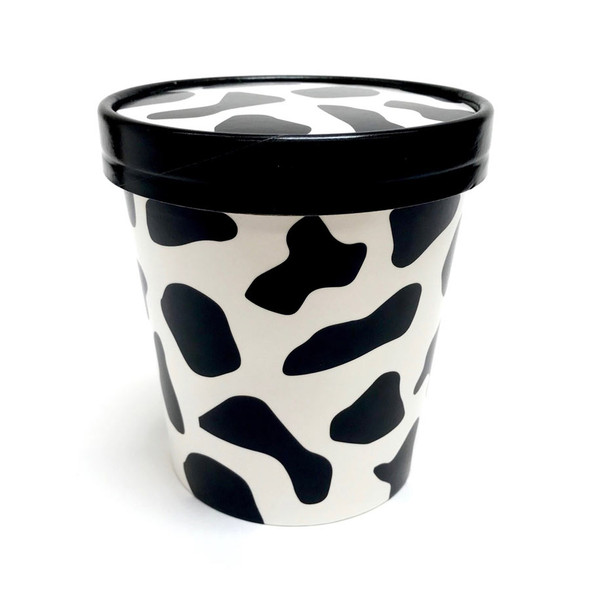 16oz Dairy Cow Paper Pint Container w/ Non Vented Lid 250ct