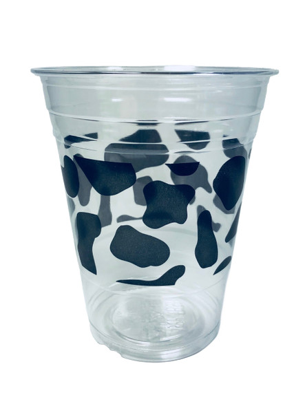 20oz Clear PET Cups  (98mm) - Cow Print   1000ct