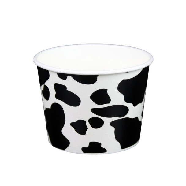 12oz Dairy Cow Print Ice Cream/Froyo Cups 102mm 1000ct