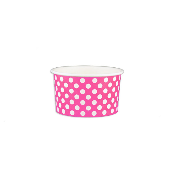 5oz Ice Cream/Froyo Cups 87mm 1000ct Pink Polka Dot - Ideal for ice cream shops, froyo, boba, gelato shops and restaurants