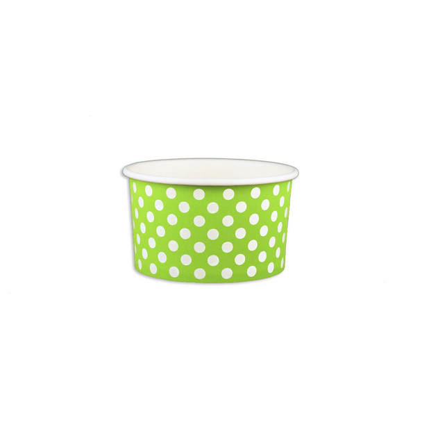 5oz Ice Cream/Froyo Cups 87mm 1000ct Green Polka Dot