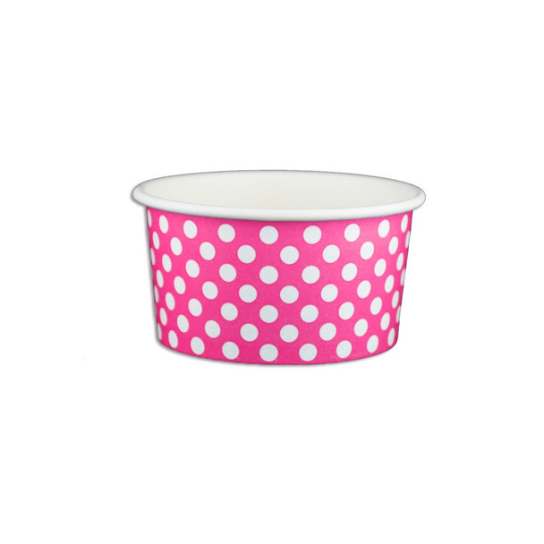 6oz Ice Cream/Froyo Cups 96mm 1000ct Pink Polka Dot