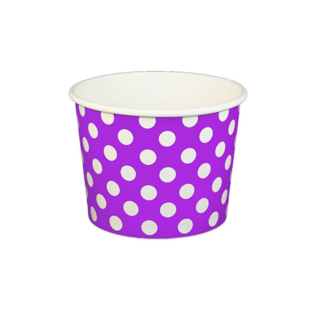 16oz Ice Cream/Froyo Cups 112mm 1000ct Purple Polka Dot