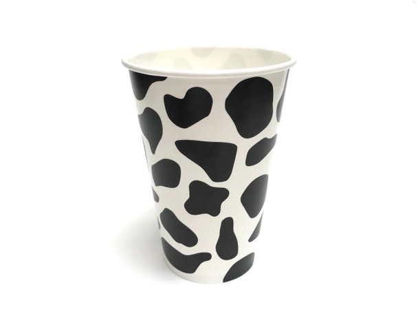 16oz Cow Print Paper Milkshake Drink Cups 90mm 1000ct
