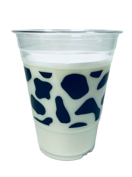 12oz Clear PET Cups  (98mm) - Cow Print   1000ct