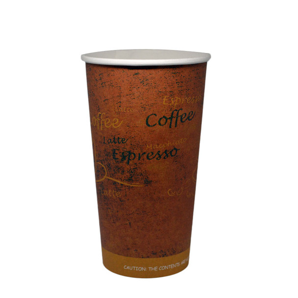 20oz  Hot Paper Cups Single Wall - Latte Print 600ct