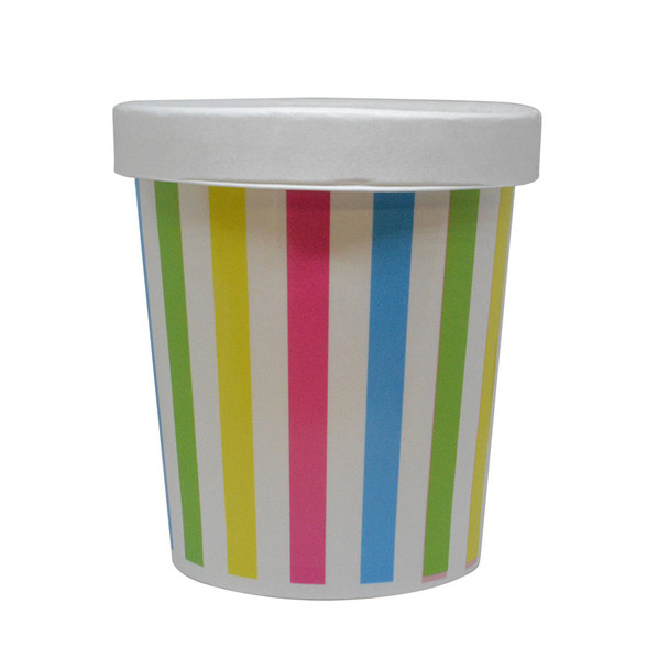 16oz Striped Rainbow PINT containers with non-vented lids