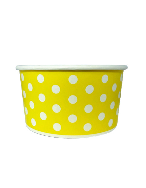 4oz Ice Cream/Froyo Cups 75mm 1000ct Yellow Polka Dot