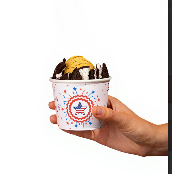 12 oz Ice Cream / Froyo Paper Cups 102mm 1000ct 4th of July