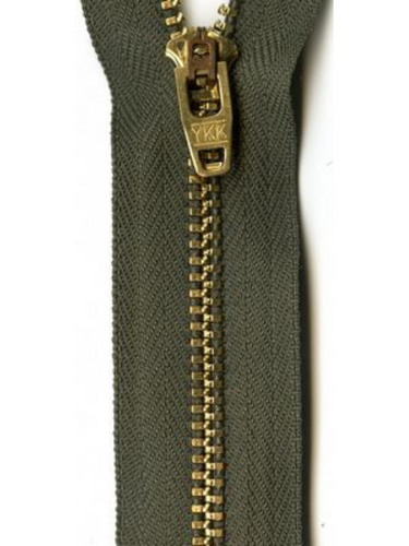 YKK 7" Jean Zipper-Olive Green Brass Teeth YKK 7" Jean Zipper-Olive Green Brass Teeth