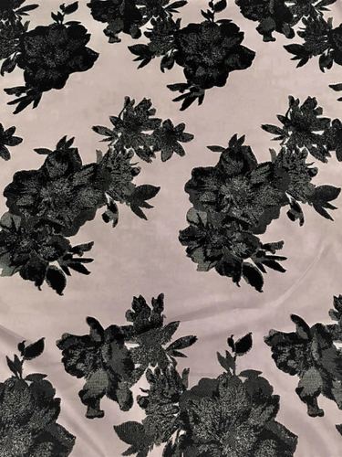 Blush Mikado with Black Velvet Flocking