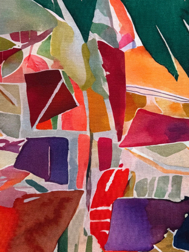 Orange Multi Abstract Viscose Jersey Knit