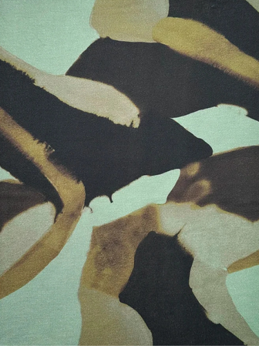 Mint/Camel/Black Abstract Print Viscose Jersey Knit