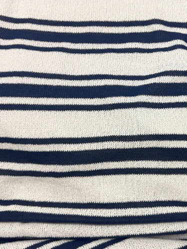 Modern Navy Stripe Cotton Blend Sweater Knit