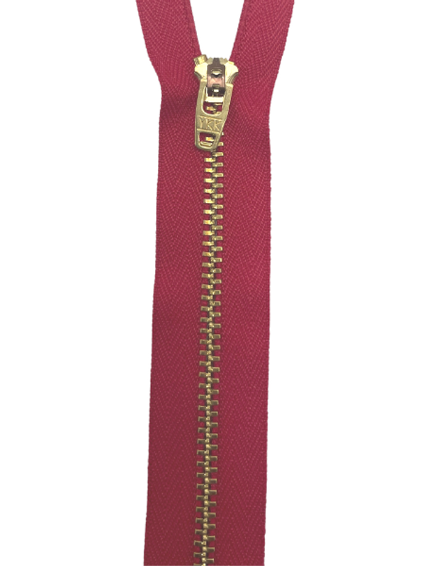 YKK 7" Jean Zipper-Hot Red with Brass Teeth