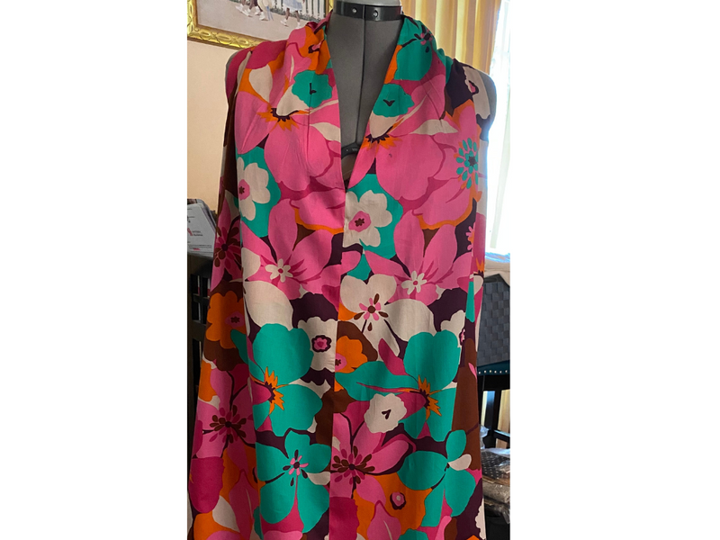 Fucshia/Orange/Green Floral Cotton Sateen Shirting