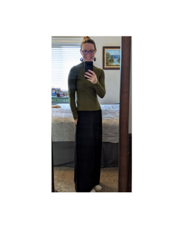 Moss Rib Knit Top and Black Bamboo/Cotton Terry Knit