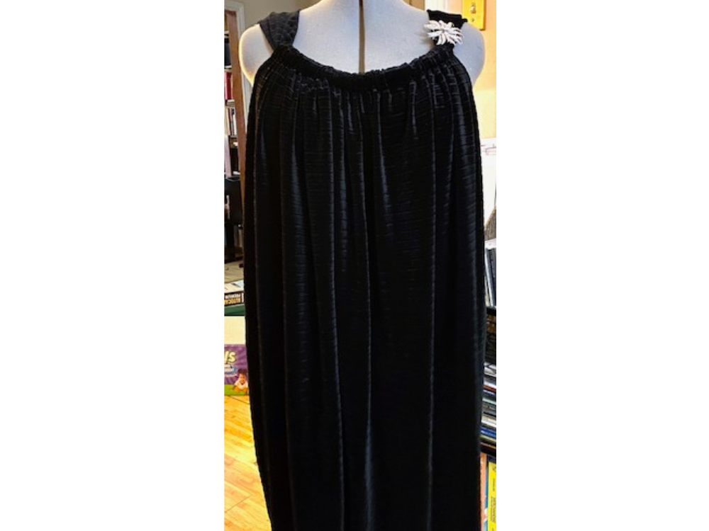 Black Pleated Stretch Velvet